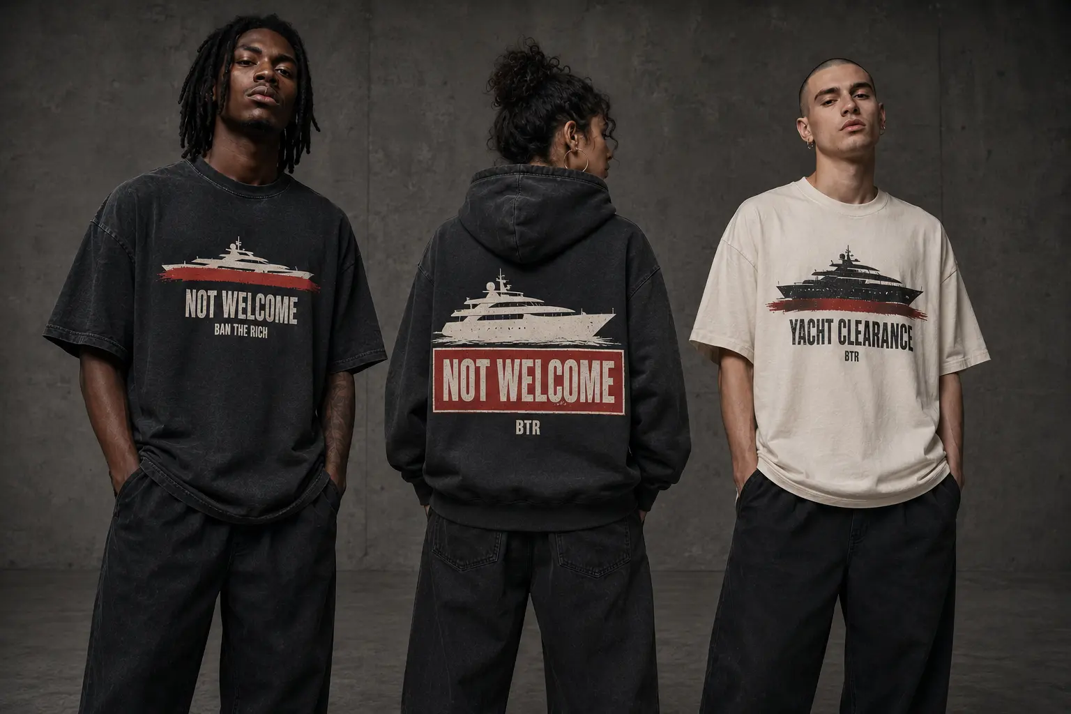 Yacht Clearance capsule: two graphic T-shirts and a back-print hoodie